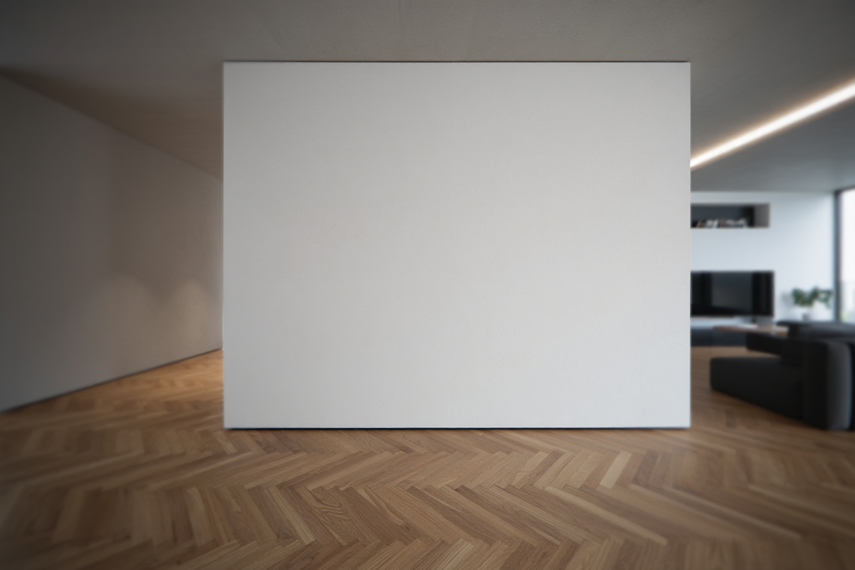 Kurulum öncesi beyaz ve boş düz alçı daire duvarı